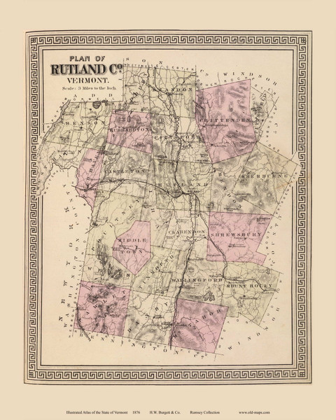 Rutland County 1876- from the Burgett & Co Vermont State Atlas - Old Map Reprint 15