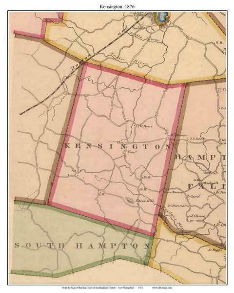 Kensington, New Hampshire 1876 Old Town Map Custom Print - Rockingham Co.