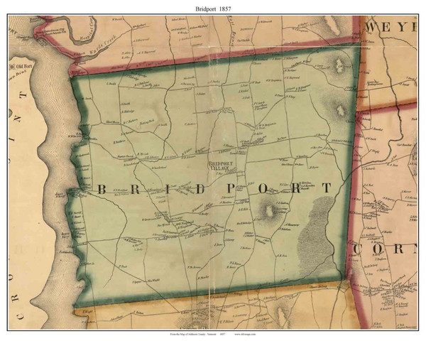 Bridport, Vermont 1857 Old Town Map Custom Print - Addison Co.