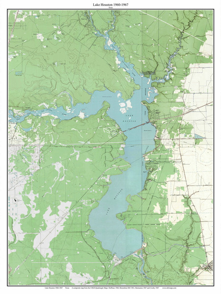 Lake Houston 1960-1967 - Custom USGS Old Topo Map - Texas