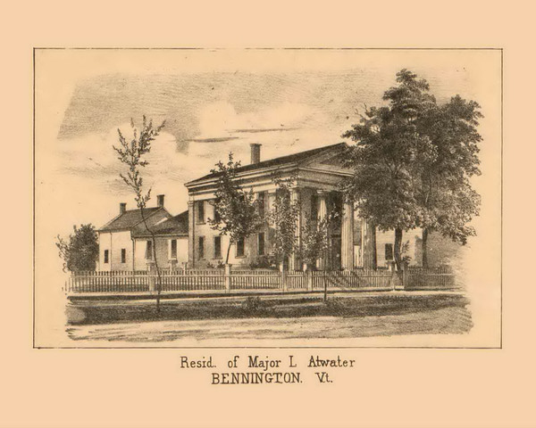 Maj. L. Atwater Residence, Bennington, Vermont 1856 Old Town Map Custom Print - Bennington Co. Maj. L. Atwater Residence, Bennington, Vermont 1856 Old Town Map Custom Print - Bennington Co.