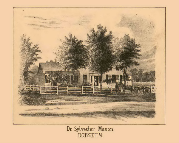 Dr. Sylvester Mason Residence, Dorset, Vermont 1856 Old Town Map Custom Print - Bennington Co.