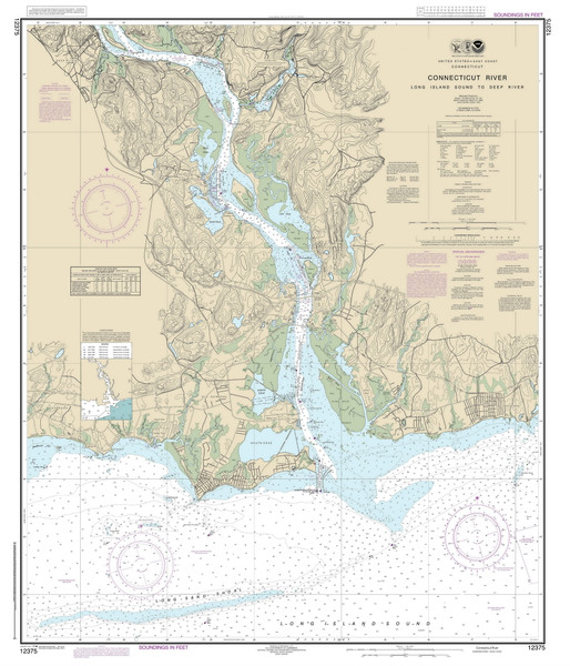 Connecticut River - Long Island Sound to Deep River 2014 - Old Map Nautical Chart AC Harbors 12375 - Connecticut