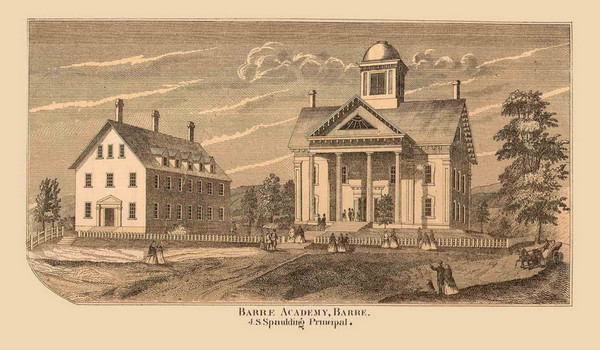 Barre Academy, Vermont 1858 Old Town Map Custom Print - Washington Co.