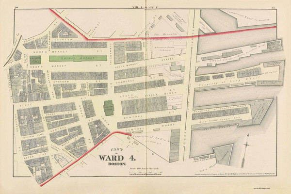 Part of Boston - Ward 4 Plate F, Massachusetts 1874 Old Town Map Reprint - Boston Atlas