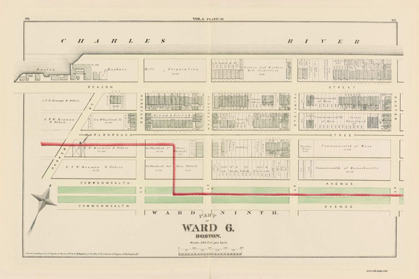 Part of Boston - Ward 6 Plate O, Massachusetts 1874 Old Town Map Reprint - Boston Atlas Part of Boston - Ward 6 Plate O, Massachusetts 1874 Old Town Map Reprint - Boston Atlas