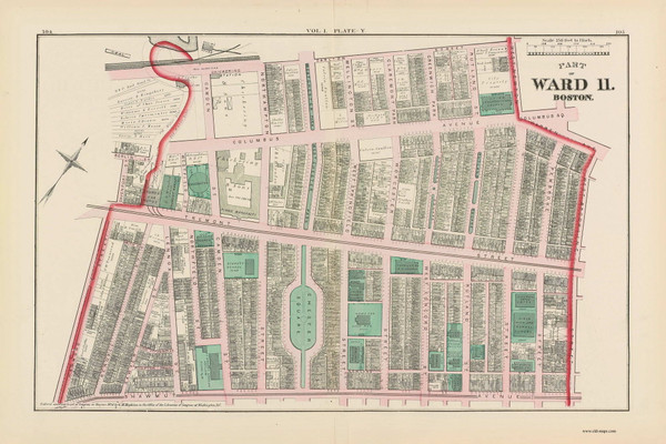 Part of Boston - Ward 11 Plate Y, Massachusetts 1874 Old Town Map Reprint - Boston Atlas Part of Boston - Ward 11 Plate Y, Massachusetts 1874 Old Town Map Reprint - Boston Atlas