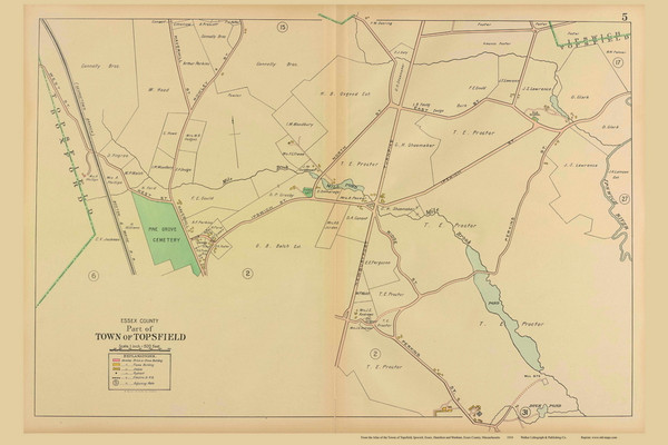 Topsfield North - Pine Grove Cemetery - Haverill St - Ipswich St - Mile Brook - Massachusetts 1910 Old Town Map Reprint - Essex Co. 05
