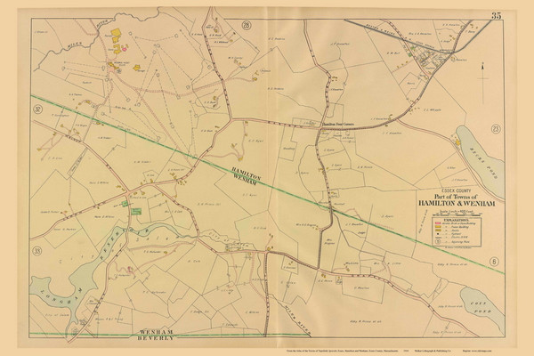 Wenham Neck & Hamilton Four Corners - Massachusetts 1910 Old Town Map Reprint - Essex Co. 35 Wenham Neck & Hamilton Four Corners - Massachusetts 1910 Old Town Map Reprint - Essex Co. 35