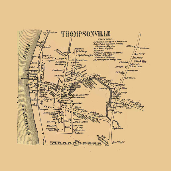 Thompsonville - Enfield Connecticut 1855 Old Town Map Custom Print - Hartford Co.