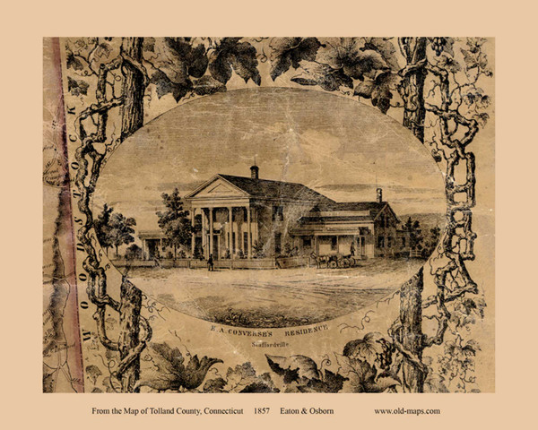 E.A. Converse Residence - Stafford Connecticut 1857 - Old Town Map Custom Print - Tolland Co. E.A. Converse Residence - Stafford Connecticut 1857 - Old Town Map Custom Print - Tolland Co.