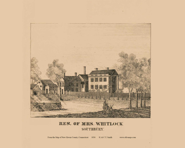 Whitlock Residence - Southbury Connecticut 1856 - Old Town Map Custom Print - New Haven Co. Whitlock Residence - Southbury Connecticut 1856 - Old Town Map Custom Print - New Haven Co.