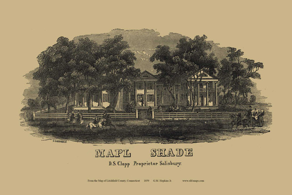 Maple Shade - D.S. Clapp Proprietor - Salisbury Connecticut 1859 Old Town Map Custom Print - Litchfield Co.