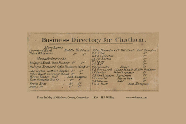 Business Directory - Chatham, Connecticut 1859 Middlesex Co. - Old Map Custom Print Business Directory - Chatham, Connecticut 1859 Middlesex Co. - Old Map Custom Print