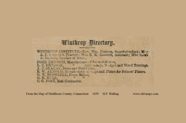 Business Directory - Winthrop, Connecticut 1859 Middlesex Co. - Old Map Custom Print Business Directory - Winthrop, Connecticut 1859 Middlesex Co. - Old Map Custom Print