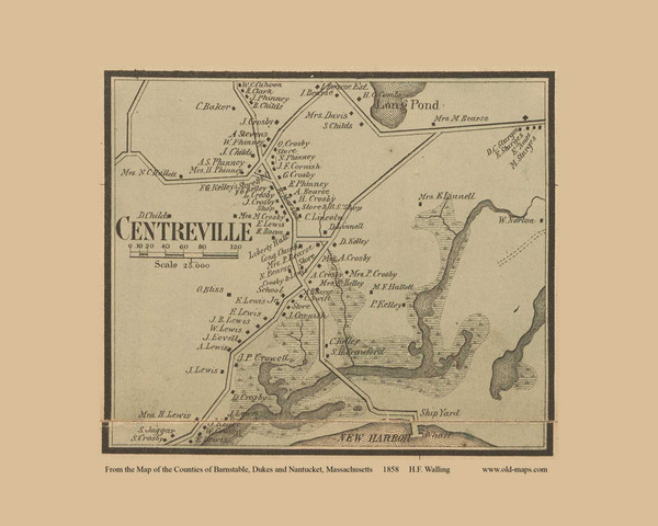 Centreville - Barnstable Massachusetts 1858 Old Town Map Custom Print - Barnstable Co.