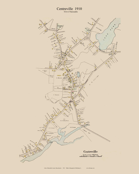 Centreville - Barnstable, Massachusetts 1910 Old Town Map Custom Print - Barnstable Co.