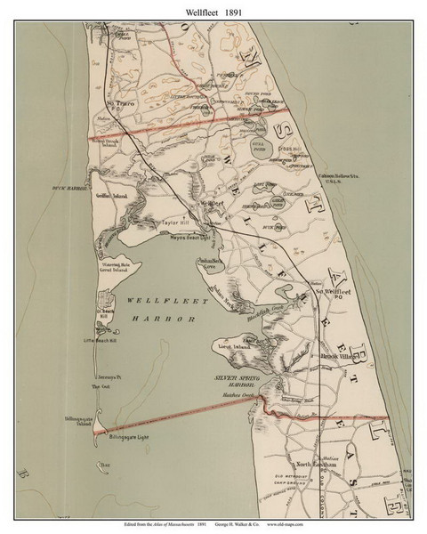 Wellfleet, 1891 - Old Town Map Reprint - Barnstable Co. - 1891 Atlas of Massachusetts