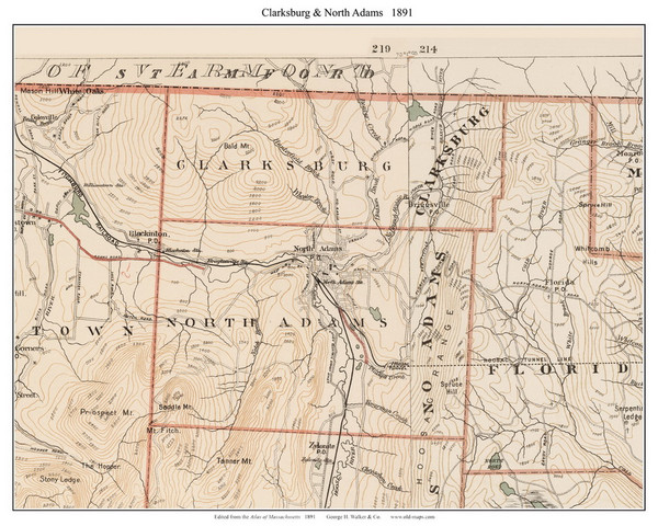 Clarksburg & North Adams, 1891 - Old Town Map Reprint - Berkshire Co. - 1891 Atlas of Massachusetts