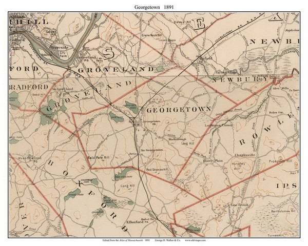 Georgetown, 1891 - Old Town Map Reprint - Essex Co. - 1891 Atlas of Massachusetts Georgetown, 1891 - Old Town Map Reprint - Essex Co. - 1891 Atlas of Massachusetts