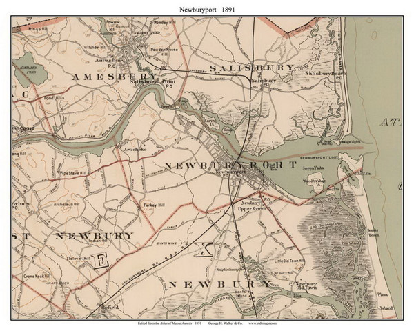 Newburyport, 1891 - Old Town Map Reprint - Essex Co. - 1891 Atlas of Massachusetts
