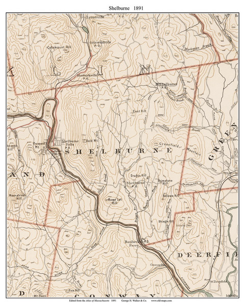 Shelburne, 1891 - Old Town Map Reprint - Franklin Co. - 1891 Atlas of Massachusetts