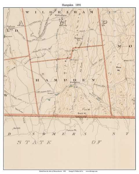 Hampden, 1891 - Old Town Map Reprint - Hampden Co. - 1891 Atlas of Massachusetts