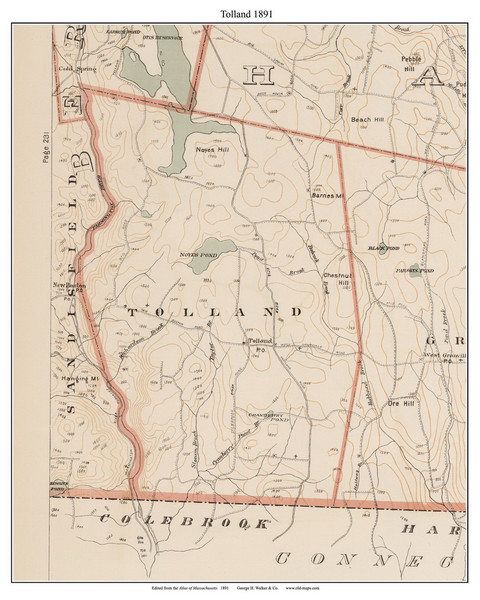 Tolland, 1891 - Old Town Map Reprint - Hampden Co. - 1891 Atlas of Massachusetts