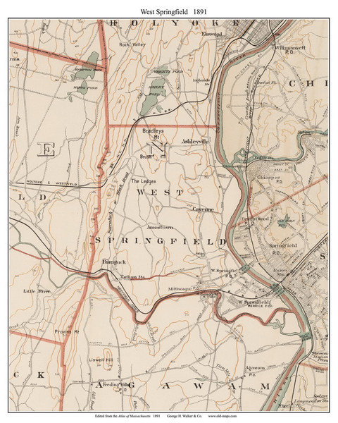 West Springfield, 1891 - Old Town Map Reprint - Hampden Co. - 1891 Atlas of Massachusetts