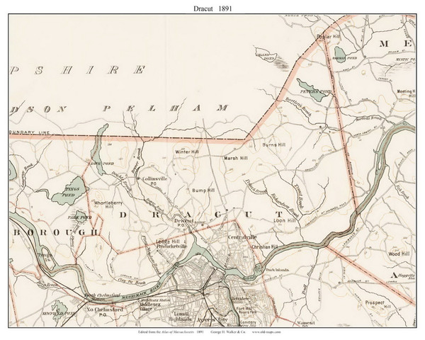 Dracut, 1891 - Old Town Map Reprint - Middlesex Co. - 1891 Atlas of Massachusetts