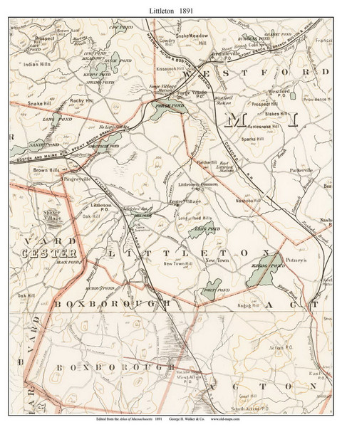 Littleton, 1891 - Old Town Map Reprint - Middlesex Co. - 1891 Atlas of Massachusetts