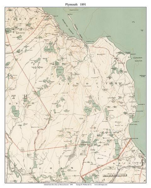 Plymouth, 1891 - Old Town Map Reprint - Plymouth Co. - 1891 Atlas of Massachusetts