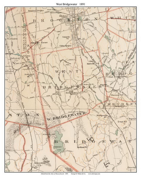 West Bridgewater, 1891 - Old Town Map Reprint - Plymouth Co. - 1891 Atlas of Massachusetts