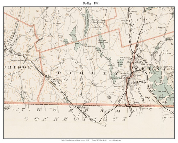Dudley, 1891 - Old Town Map Reprint - Worcester Co. - 1891 Atlas of Massachusetts