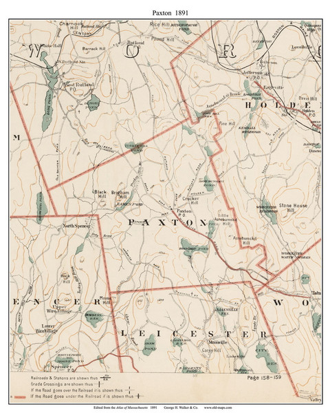 Paxton, 1891 - Old Town Map Reprint - Worcester Co. - 1891 Atlas of Massachusetts