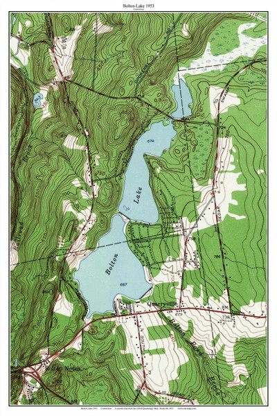 Bolton Lake 1953 - Custom USGS Old Topo Map - Connecticut