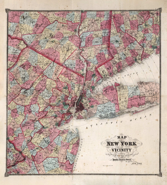New York and Vicinity, New York 1867 - Old Town Map Reprint - NYC Vicinity Atlas 2609 5