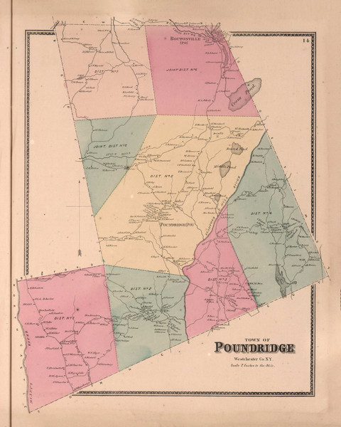 Poundridge, New York 1867 - Westchester Co. Old Town Map Reprint - NYC Vicinity Atlas 2609 17