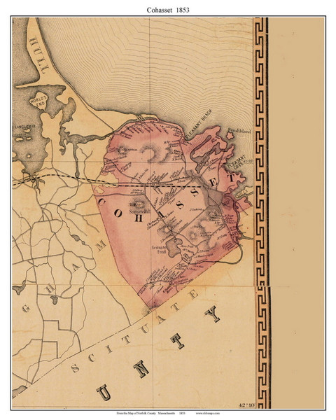 Cohasset, Massachusetts 1853 Old Town Map Custom Print - Norfolk Co.