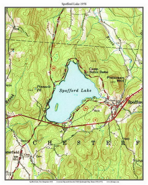 Spofford Lake 1958 - Custom USGS Old Topo Map - New Hampshire