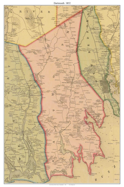 Dartmouth Massachusetts 1852 Old Town Map Custom Print - Bristol Co.