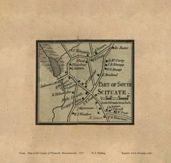 Part of South Scituate, Massachusetts 1857 Old Town Map Custom Print - Plymouth Co.