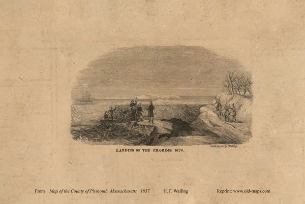 Pilgrims Landing, Massachusetts 1857 Old Town Map Custom Print - Plymouth Co.
