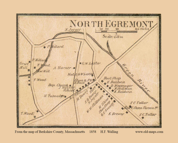 North Egremont Village - Egremont Massachusetts 1858 Old Town Map Custom Print - Berkshire Co.
