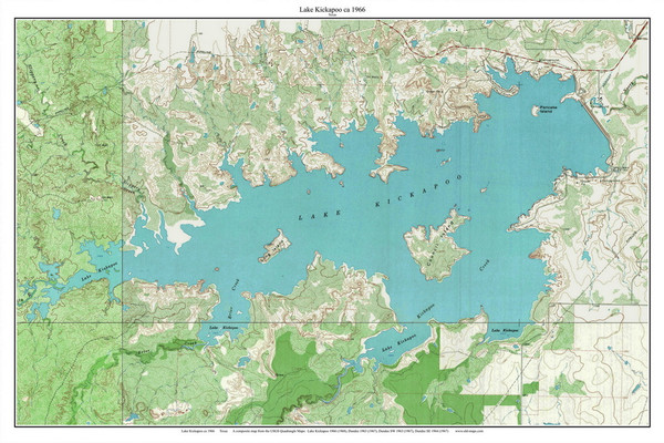 Lake Kickapoo 1966 - Custom USGS Old Topo Map - Texas