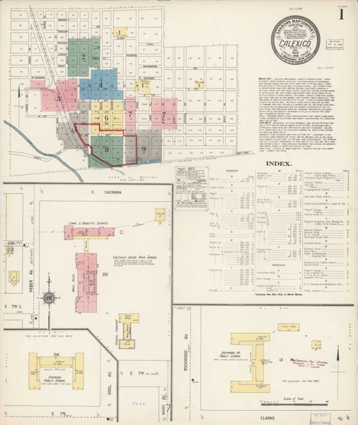 Calexico California 1916 - Fire Insurance Index - Old Map Reprint