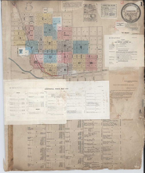Calexico California 1956 - Fire Insurance Index - Old Map Reprint