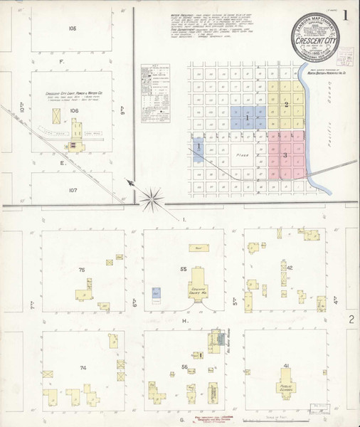 Crescent City California 1903 - Fire Insurance Index - Old Map Reprint