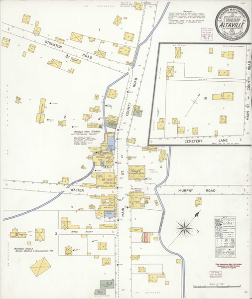 Altaville California 1905 - Fire Insurance Index - Old Map Reprint