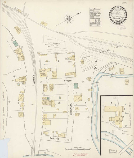 Aptos California 1888 - Fire Insurance Index - Old Map Reprint